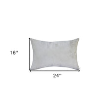 16" X 24" Ivory Faux Leather Zippered Pillow