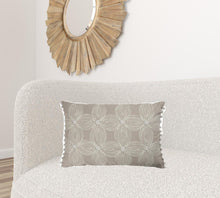 Beige and Ivory Throw Pillow with Embroidery