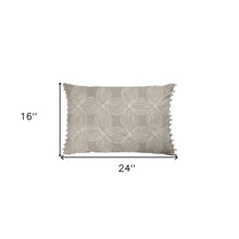 Beige and Ivory Throw Pillow with Embroidery