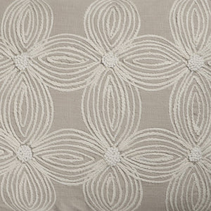 Beige and Ivory Throw Pillow with Embroidery