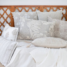 Beige and Ivory Throw Pillow with Embroidery