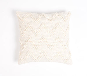 18" X 18" Off White Chevron Cotton Blend Pillow Cover With Texture