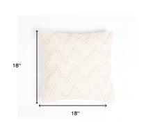 18" X 18" Off White Chevron Cotton Blend Pillow Cover With Texture