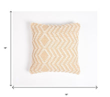 18" X 18" Beige and Ivory Zigzag Cotton Pillow Cover With Texture