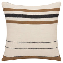 20" Brown And Ivory Striped Cotton Throw Pillow