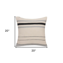20" Brown And Ivory Striped Cotton Throw Pillow