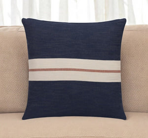 20" X 20" Yellow Striped Cotton Zippered Pillow