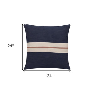 20" X 20" Yellow Striped Cotton Zippered Pillow