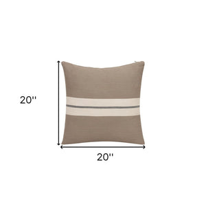 20" X 20" Yellow Striped Cotton Zippered Pillow