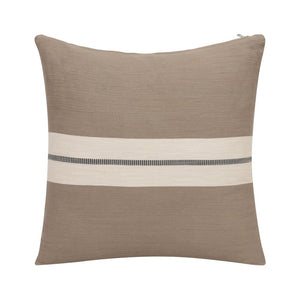 24" Taupe And Dark Gray Cotton Striped Throw Pillow
