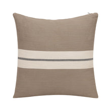 24" Taupe And Dark Gray Cotton Striped Throw Pillow