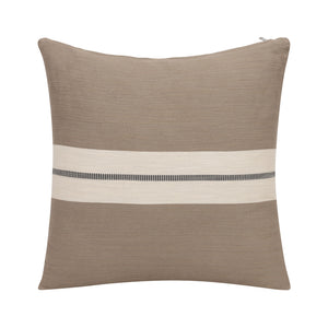24" Taupe And Dark Gray Cotton Striped Throw Pillow