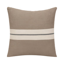 24" Taupe And Dark Gray Cotton Striped Throw Pillow