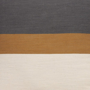 24" Dark Gray Brown And Off White Cotton Striped Throw Pillow