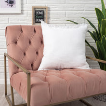 20" X 20" Cream Cotton Zippered Down Pillow With Fringe