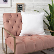 20" X 20" Cream Cotton Zippered Down Pillow With Fringe
