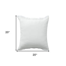20" X 20" Cream Cotton Zippered Down Pillow With Fringe