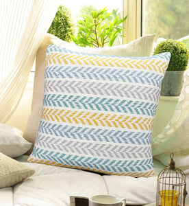 Set of Two 18" X 18" Gray Beach Chevron Cotton Zippered Pillow