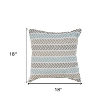 Set of Two 18" X 18" Gray Beach Chevron Cotton Zippered Pillow