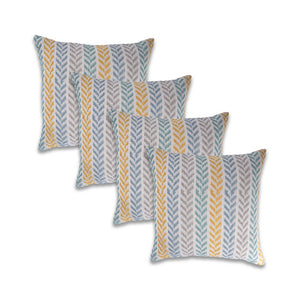 Set of Four 18" X 18" Blue Beach Chevron Cotton Zippered Pillow
