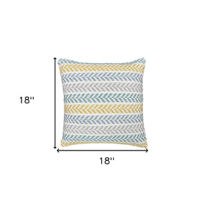 Set of Four 18" X 18" Gray Beach Chevron Cotton Zippered Pillow