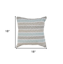 Set of Four 18" X 18" Gray Beach Chevron Cotton Zippered Pillow