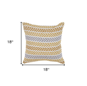 Set of Four 18" X 18" Gray Beach Chevron Cotton Zippered Pillow