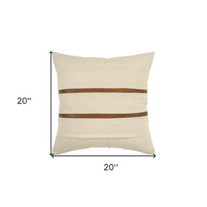 20" Ivory and Brown Cotton Blend