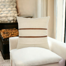 20" Ivory and Brown Cotton Blend