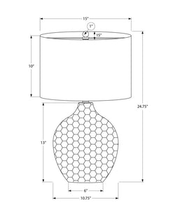 25" Brown Geometric Table Lamp With Black Drum Shade