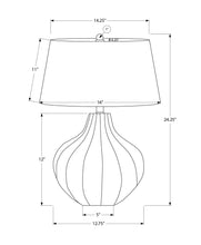 24" Blue Ceramic Gourd Table Lamp With Cream Empire Shade