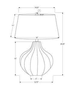 24" Blue Ceramic Gourd Table Lamp With Cream Empire Shade