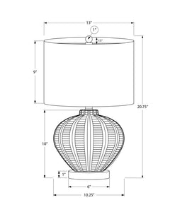 21" Gold and White Urn Table Lamp With Ivory Drum Shade
