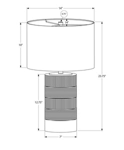 24" Black Cylinder Table Lamp With Ivory Drum Shade