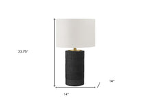 24" Black Cylinder Table Lamp With Ivory Drum Shade