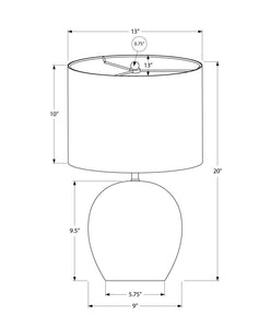 20" Gray Concrete Round Table Lamp With Ivory Drum Shade
