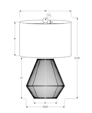 22" Brown Rattan Geometric Table Lamp With Beige Drum Shade