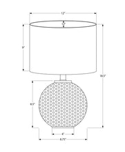 19" Gray Round Table Lamp With Ivory Drum Shade