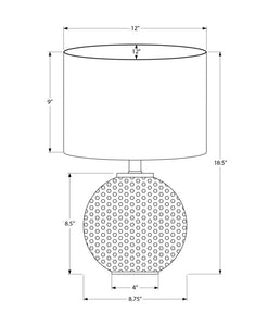 19" Gray Round Table Lamp With Ivory Drum Shade