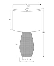 24" Gray Round Table Lamp With Ivory Drum Shade