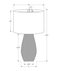24" Gray Round Table Lamp With Ivory Drum Shade