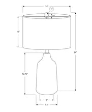 24" Black Concrete Urn Table Lamp With Gray Drum Shade