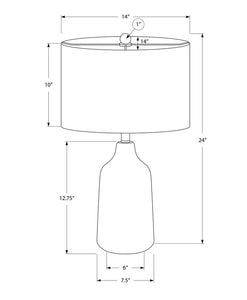 24" Black Concrete Urn Table Lamp With Gray Drum Shade