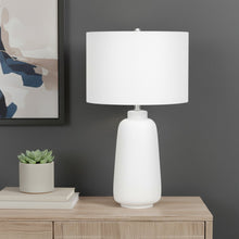 26" Cream Ceramic Cylinder Table Lamp With Cream Drum Shade