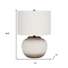 21" Cream Ceramic Round Table Lamp With Cream Drum Shade