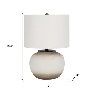 21" Cream Ceramic Round Table Lamp With Cream Drum Shade