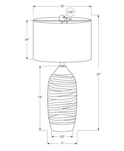 27" Gray Cylinder Table Lamp With Ivory Drum Shade
