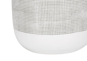 27" Gray and White Ceramic Round Table Lamp With Gray Drum Shade