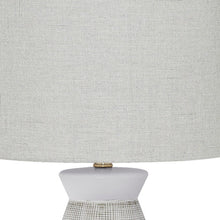 27" Gray and White Ceramic Round Table Lamp With Gray Drum Shade
