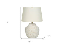 20" Cream Concrete Urn Table Lamp With Cream Empire Shade